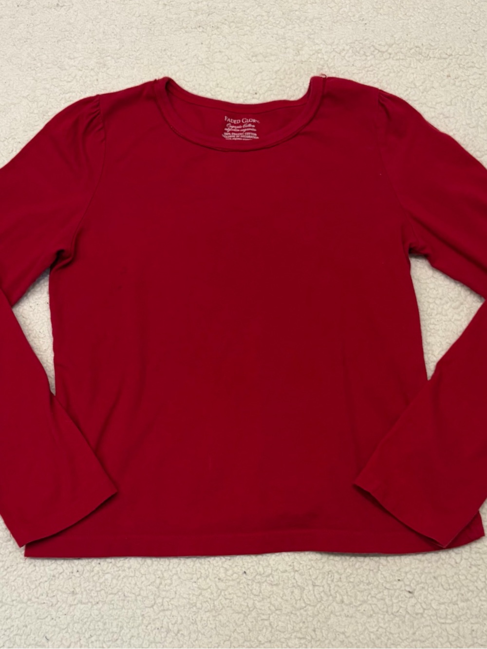 Faded Glory Organic Cotton Long-Sleeve Red Tee (Size XL 14-16)